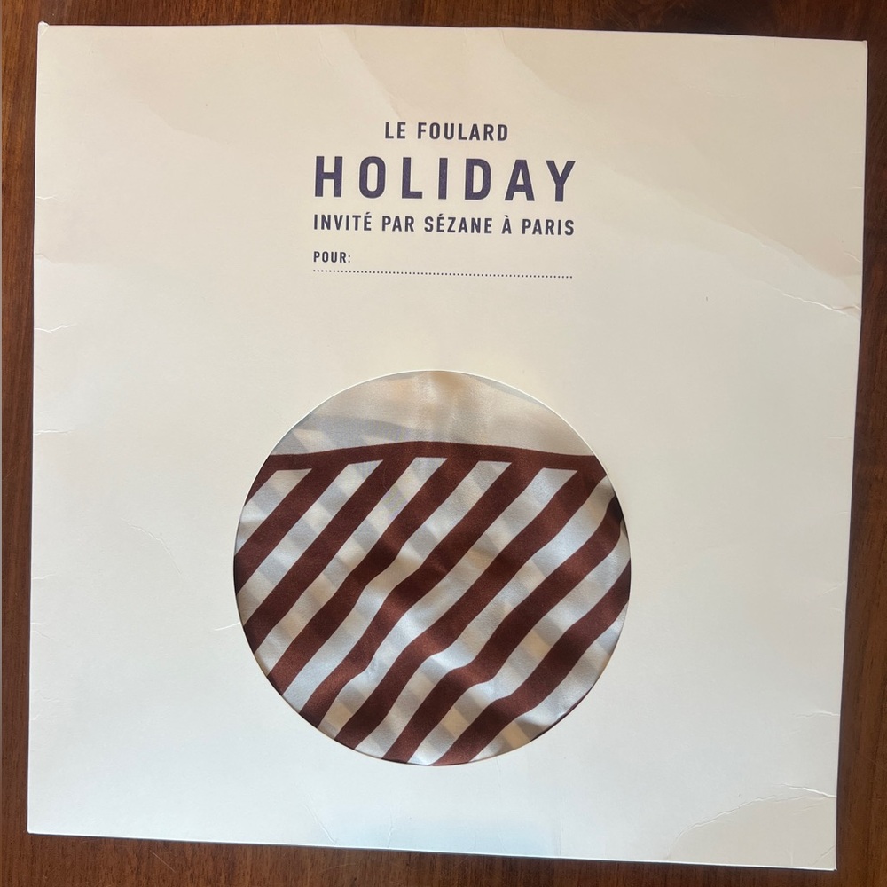 Sezane Cléophée Scarf - Sézane X Holiday Ecru And Coffee Stripes - Size TU - Picture 3 of 6